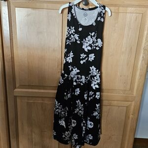 Black with white flowers dress